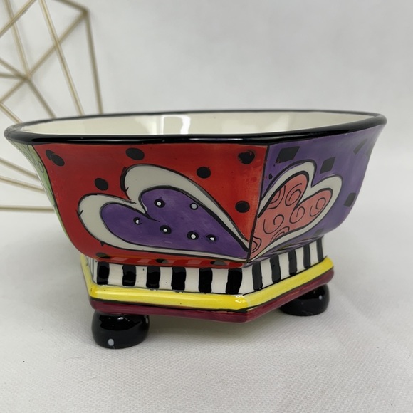 Hand Painted Multi Colored Heart Dish - Picture 3 of 10